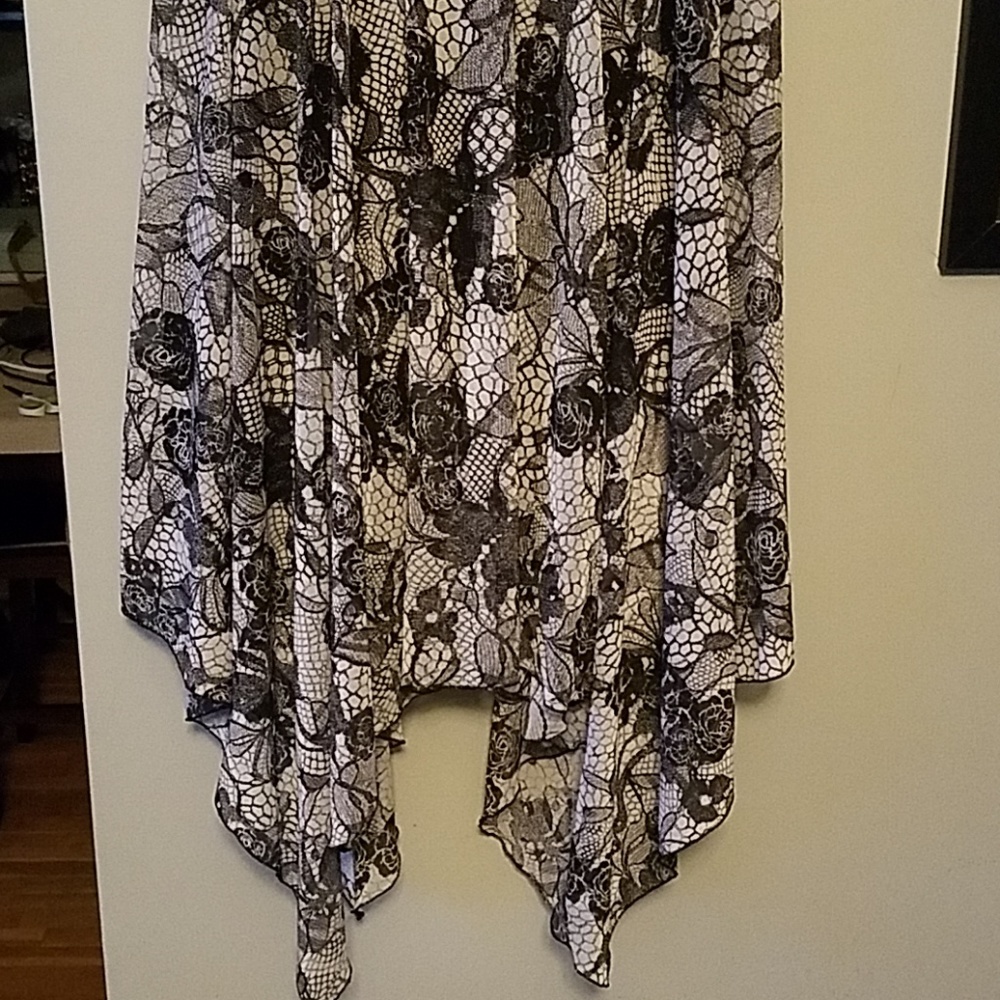 Strapless Black White Floral Asymmetric Dress